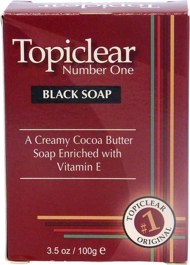 Topiclear Black Soap with Cocoa Butter & Vitamin E – 3.5 oz - ANNS BEAUTY SUPPLY